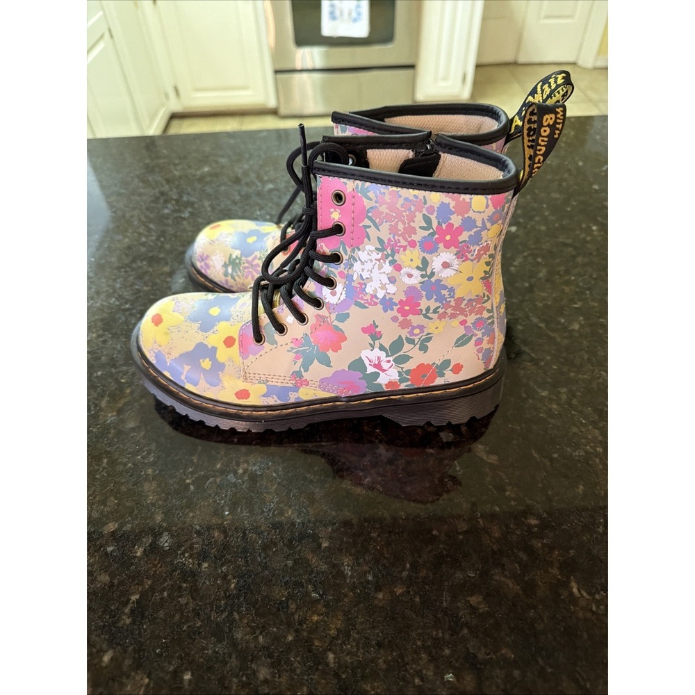 Doc Martens Floral Combat Boots Airwalk Womens Sz 5 Flowers‎ Zipper Goth 90s Y2K - Picture 2 of 7